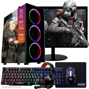Computador PC Gamer Completo TOB Intel Core i5 SSD 480GB 16GB Teclado Mouse Mouse Pad e Headset Gamer Monitor 19"