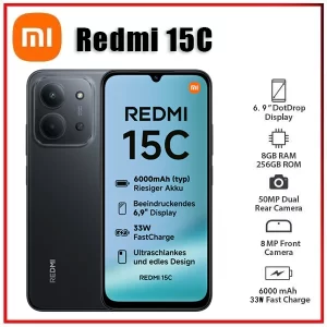 (Novo) Xiaomi Redmi 15C Preto 8GB+256GB RAM,4GB+128GB RAM